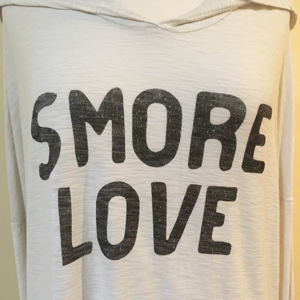 Smore Love Graphic Burnout Knit Hoodie Top Cream - Picture 4 of 6